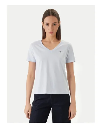 Tricou dama,  slim fit, albastru deschis, bumbac