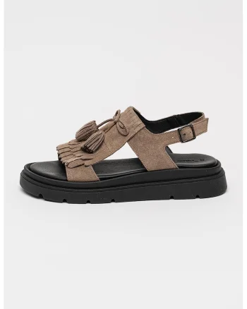 Sandale flatform din piele intoarsa, Gri maroniu