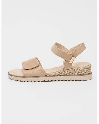 Sandale wedge cu varf rotund, Bej deschis