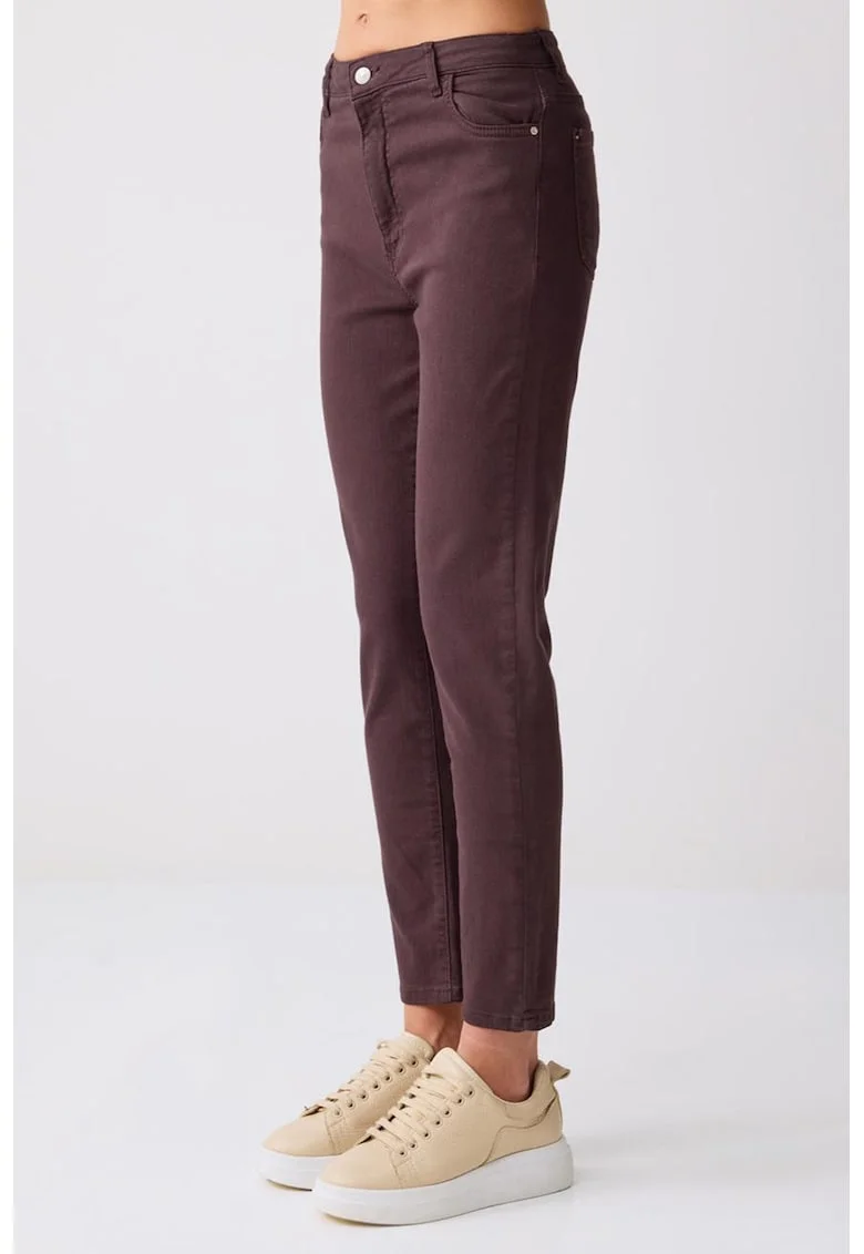 Blugi regular fit cu talie inalta