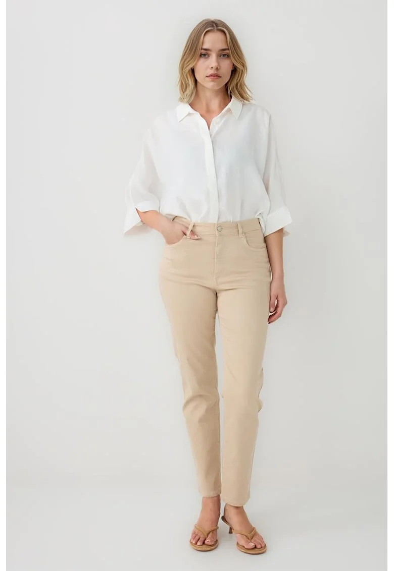 Blugi regular fit cu talie inalta