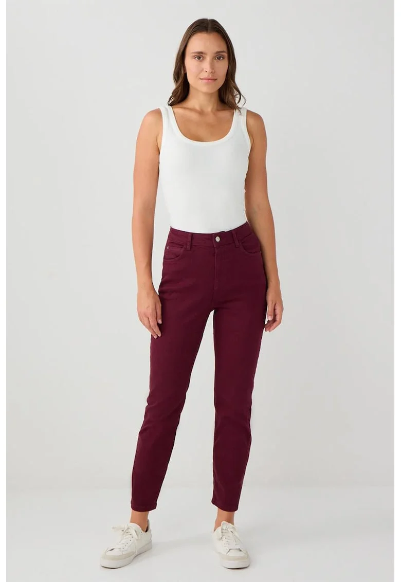 Blugi regular fit cu talie inalta
