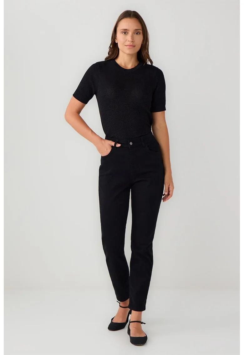 Blugi regular fit cu talie inalta