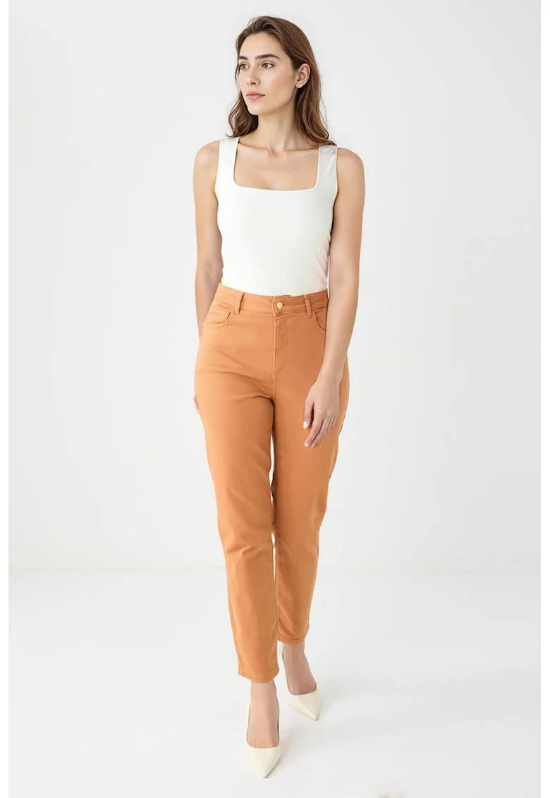 Blugi regular fit cu talie inalta