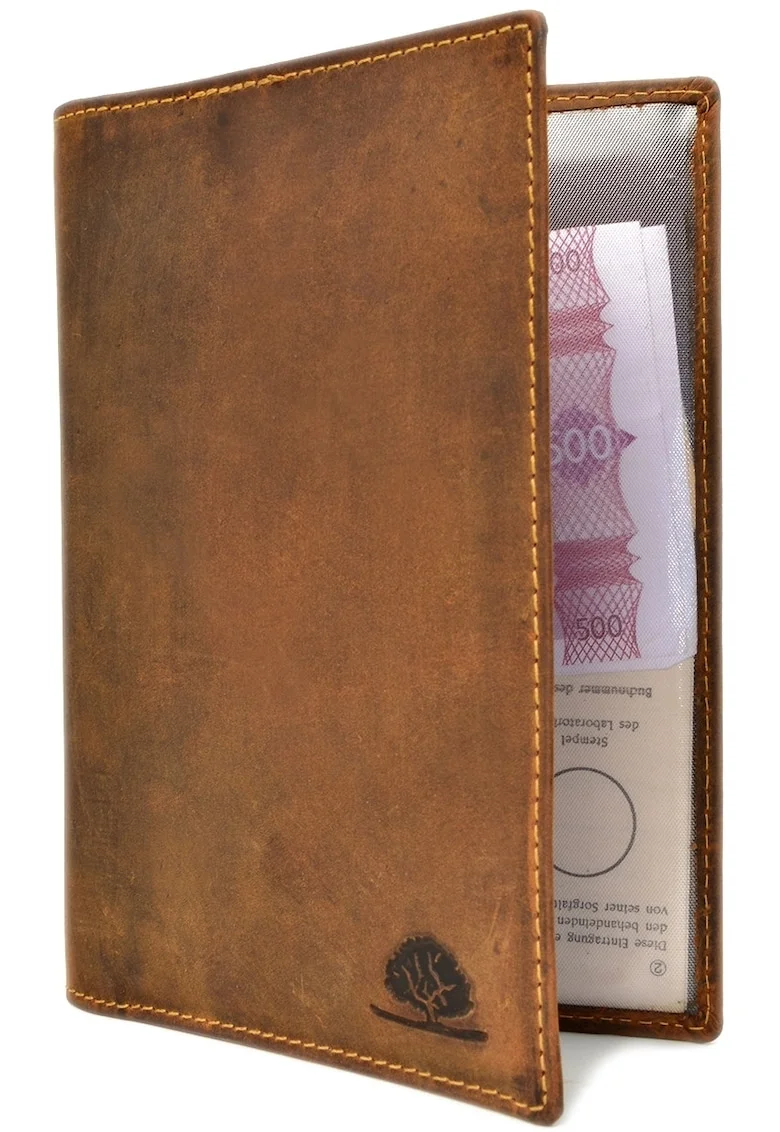 Etui acte unisex piele naturala 11.5 x 16.5 x 1 cm, Vintage,, Maro antichizat