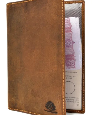 Etui acte unisex piele naturala 11.5 x 16.5 x 1 cm, Vintage,, Maro antichizat