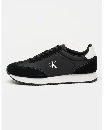 Pantofi sport low-cut cu garnituri de piele intoarsa, Negru/Alb optic