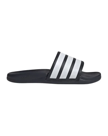 Papuci unisex din piele ecologica Adilette Comfort 2, Alb/Albastru ultramarin