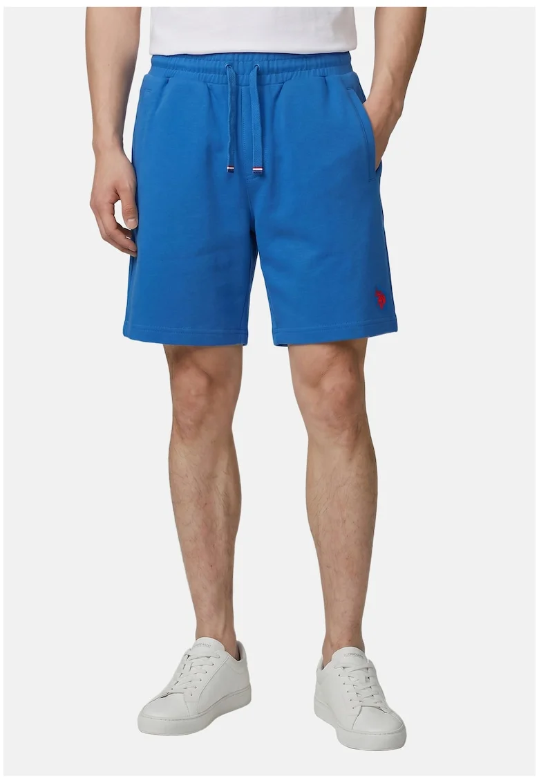Pantaloni scurti de trening cu snur de ajustare in talie, Albastru electric