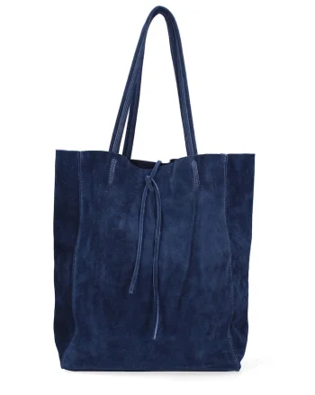 Geanta tote din piele intoarsa Lumena, Bleumarin