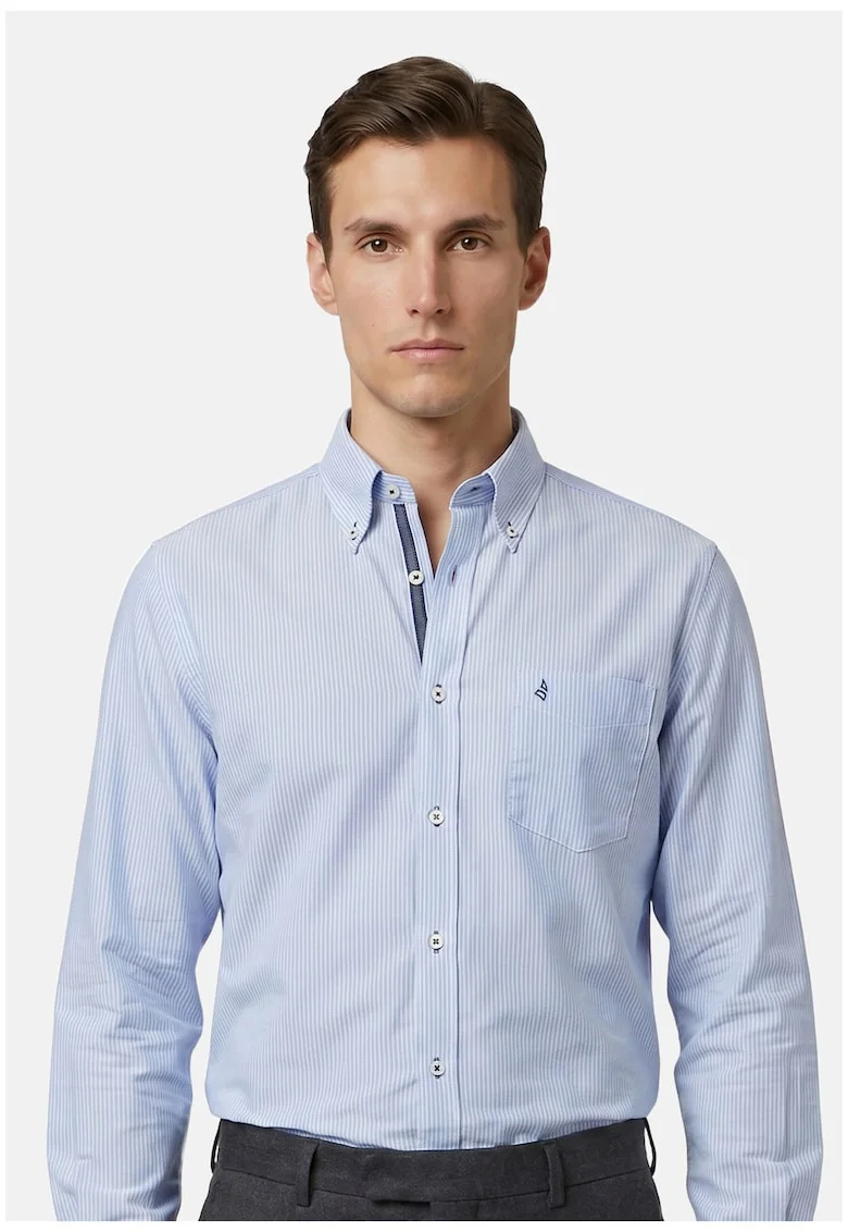 Camasa regular-fit cu model dungi, Albastru azur