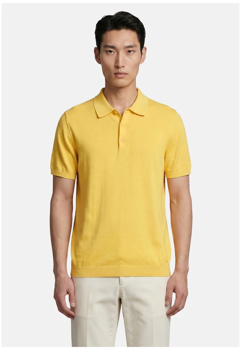 Tricou polo cu model uni, Galben