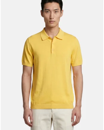 Tricou polo cu model uni, Galben