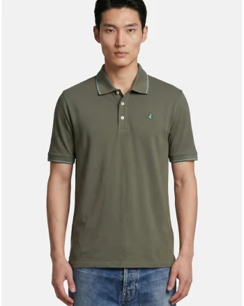 Tricou polo cu croiala slim-fit, Verde masliniu