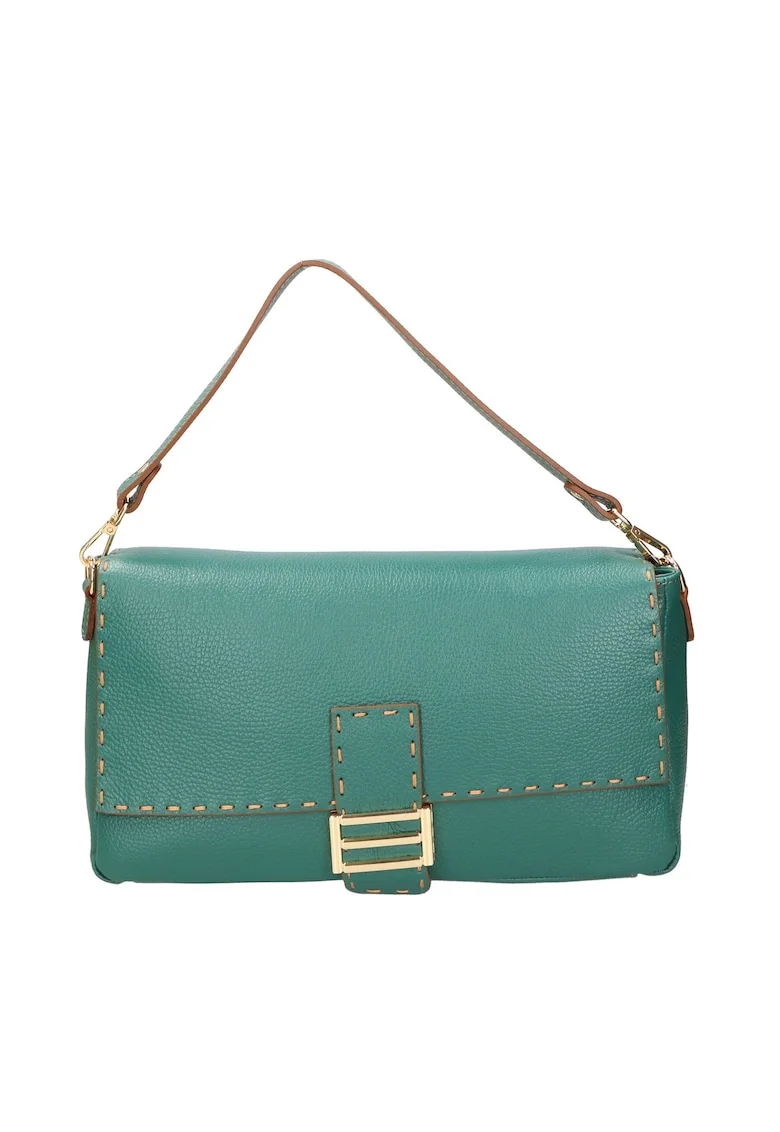 Geanta de piele cu maner Walda, Albastru teal