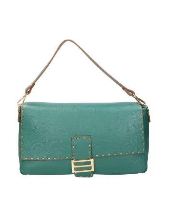 Geanta de piele cu maner Walda, Albastru teal