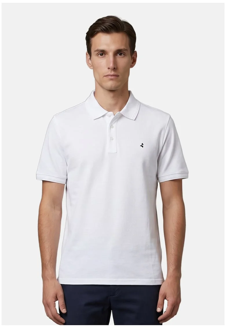 Tricou polo cu croiala slim-fit, Alb