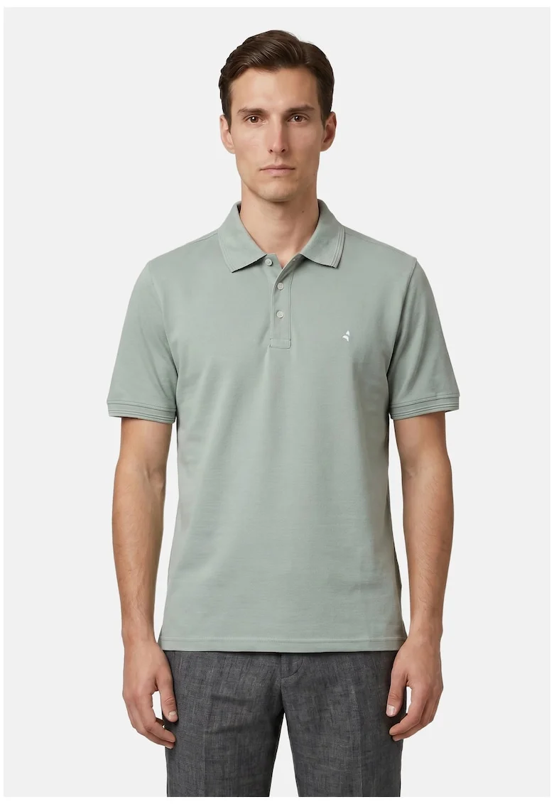 Tricou polo cu croiala slim-fit, Verde pal