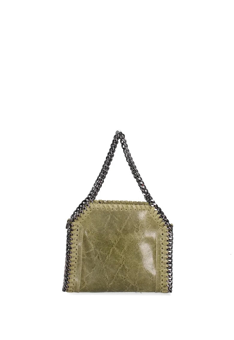Geanta de piele cu maner din lant Zefira Chic, Verde inchis