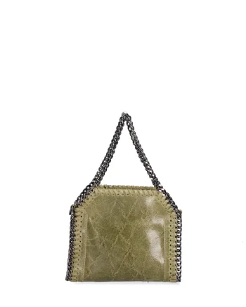 Geanta de piele cu maner din lant Zefira Chic, Verde inchis