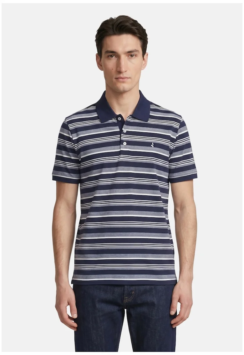 Tricou polo cu dungi, Bleumarin