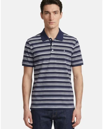 Tricou polo cu dungi, Bleumarin