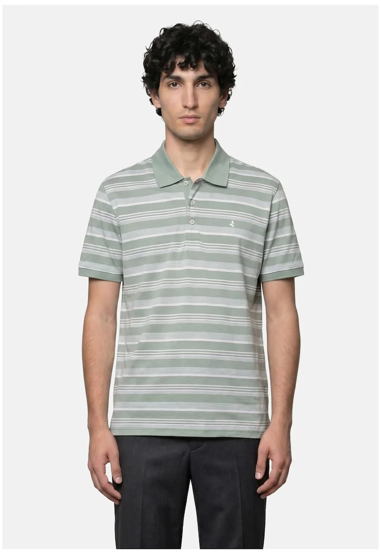 Tricou polo cu dungi, Gri cenusiu