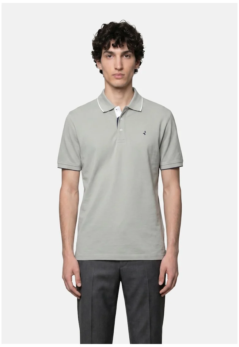 Tricou polo cu model uni, Gri cenusiu