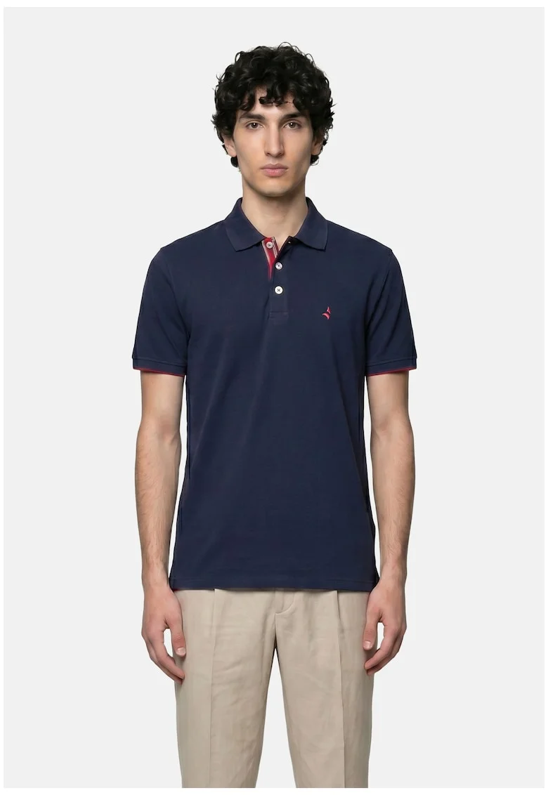Tricou polo cu model uni, Bleumarin