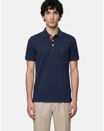 Tricou polo cu model uni, Bleumarin