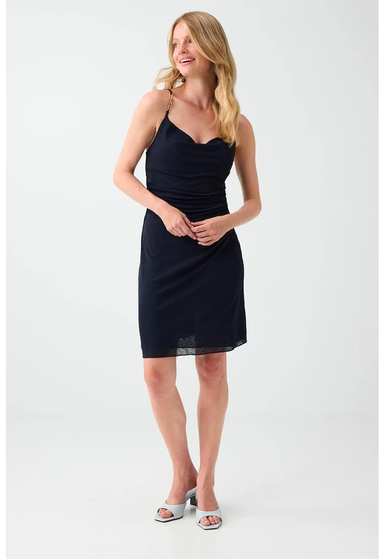 Rochie scurta cu detalii metalice, Albastru ultramarin