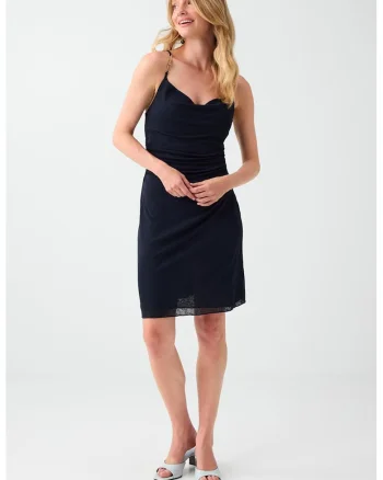 Rochie scurta cu detalii metalice, Albastru ultramarin