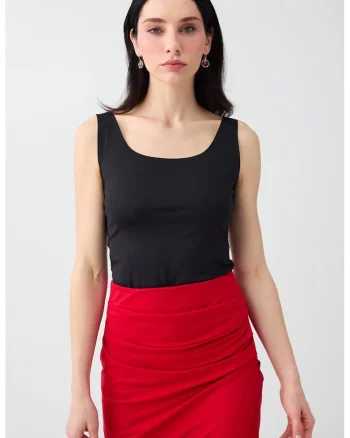 Top uni slim fit, Negru stins