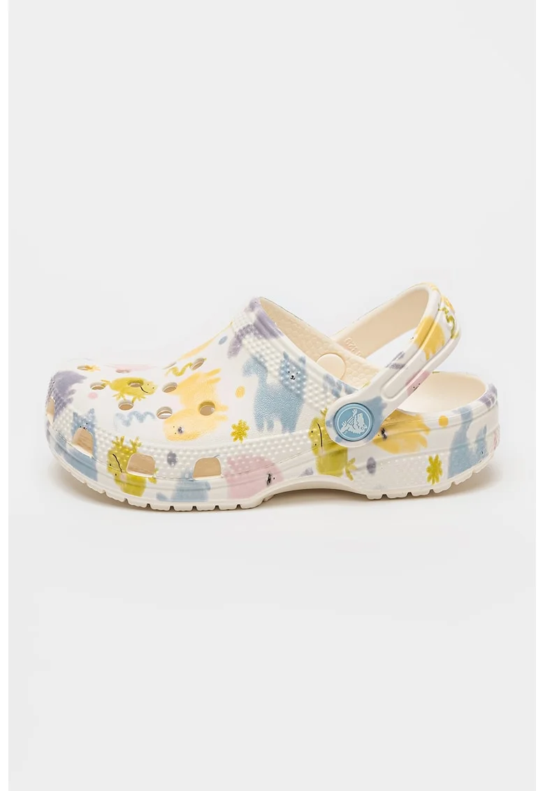 Saboti cu model clasic si imprimeu animale, Roz pastel/Lila/Crem