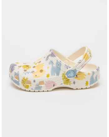 Saboti cu model clasic si imprimeu animale, Roz pastel/Lila/Crem