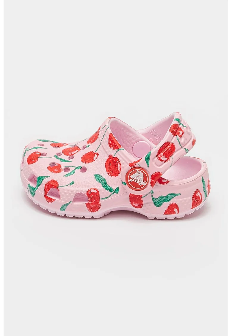 Saboti clasici cu imprimeu fructe, Coral/Roz pastel/Verde aquamarin