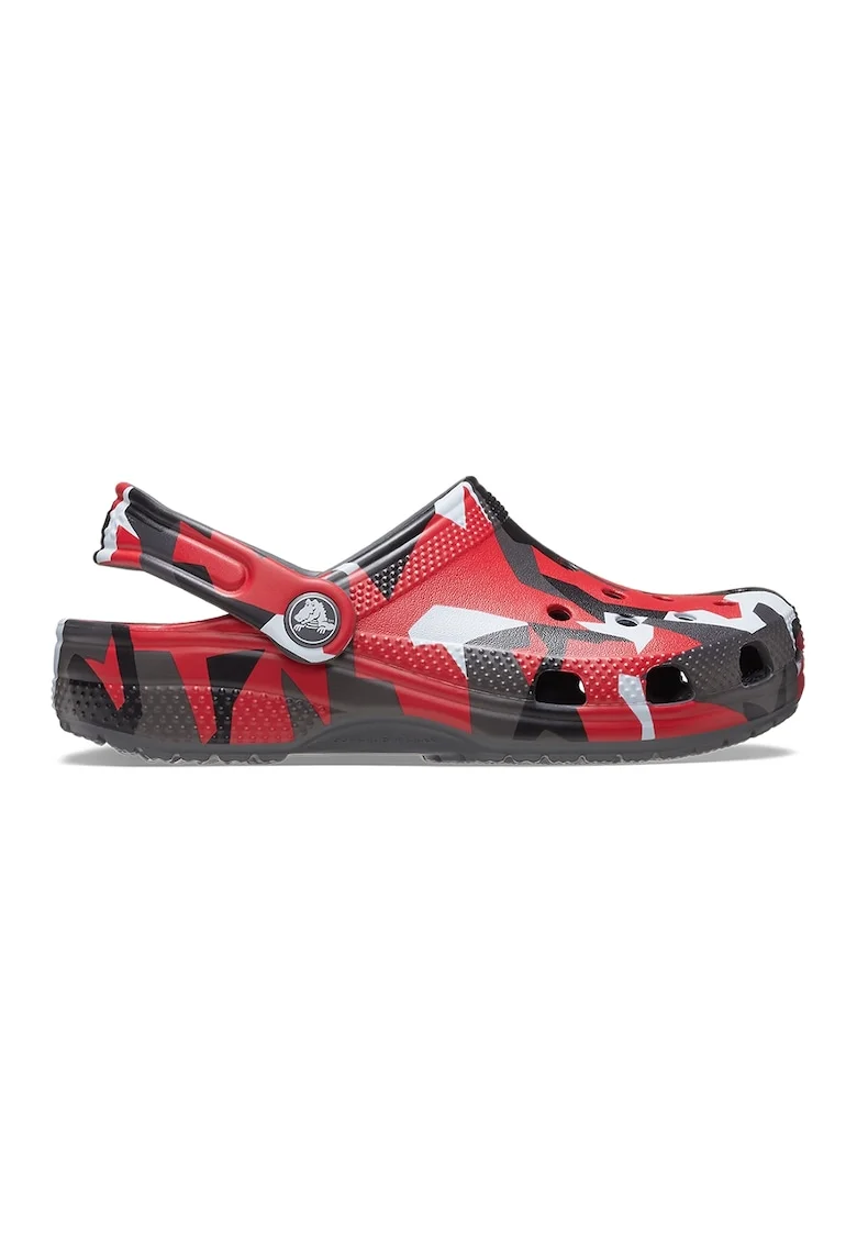 Saboti slingback cu model, Rosu/Alb/Gri