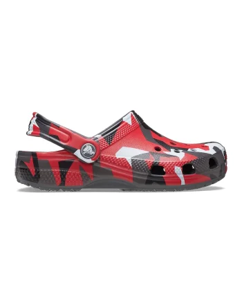 Saboti slingback cu model, Rosu/Alb/Gri