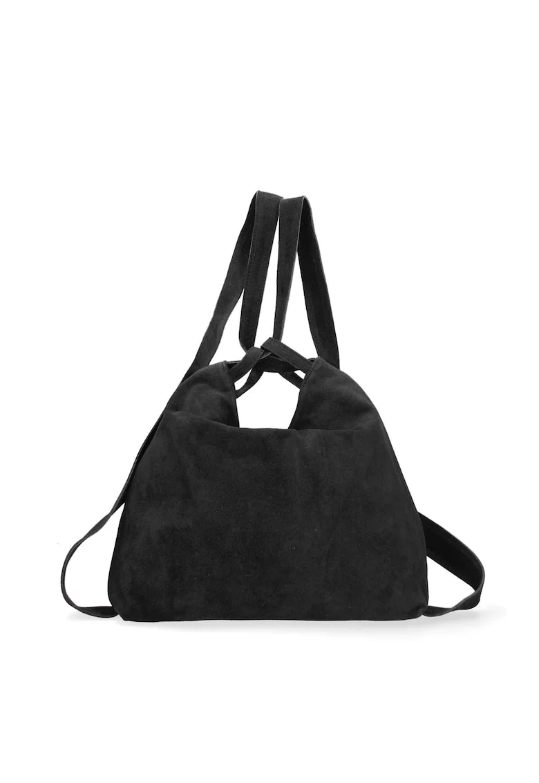 Geanta covertibila din piele intoarsa Silvana, Negru