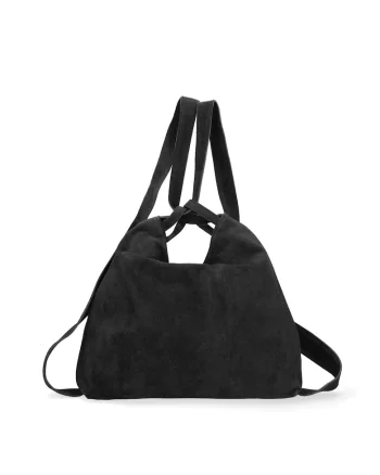 Geanta covertibila din piele intoarsa Silvana, Negru