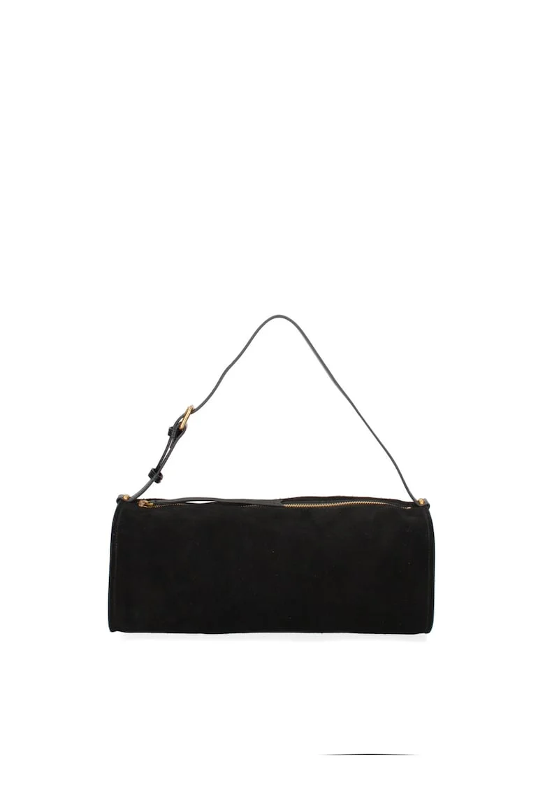 Geanta baguette din piele intoarsa Valoria Chic, Negru