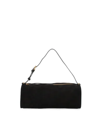 Geanta baguette din piele intoarsa Valoria Chic, Negru