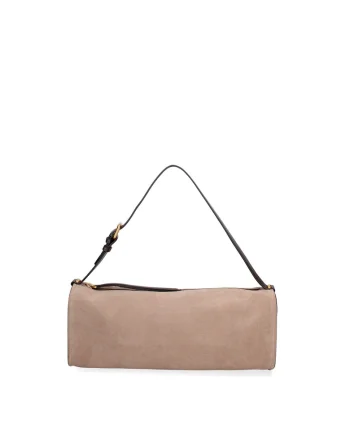 Geanta baguette din piele intoarsa Valoria Chic, Maro taupe