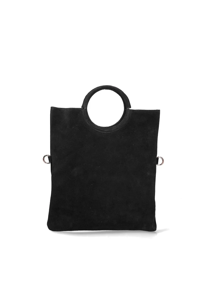 Geanta tote din piele intoarsa Zelia, Negru