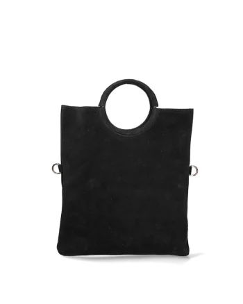 Geanta tote din piele intoarsa Zelia, Negru