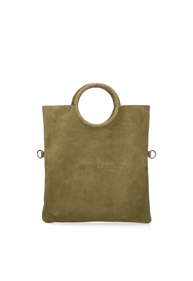 Geanta tote din piele intoarsa Zelia, Verde inchis