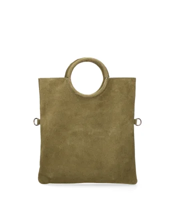 Geanta tote din piele intoarsa Zelia, Verde inchis