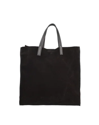 Set de geanta tote din piele intoarsa si etui Novara, Negru