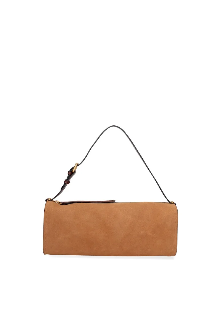 Geanta baguette din piele intoarsa Valoria Chic, Maro