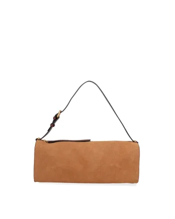Geanta baguette din piele intoarsa Valoria Chic, Maro